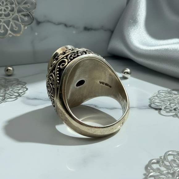 Black Onxy Balinese ring stamped weight 50.93 G - Picture 5 of 7